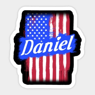 American Flag Daniel Family Gift For Men Women, Surname Last Name Sticker